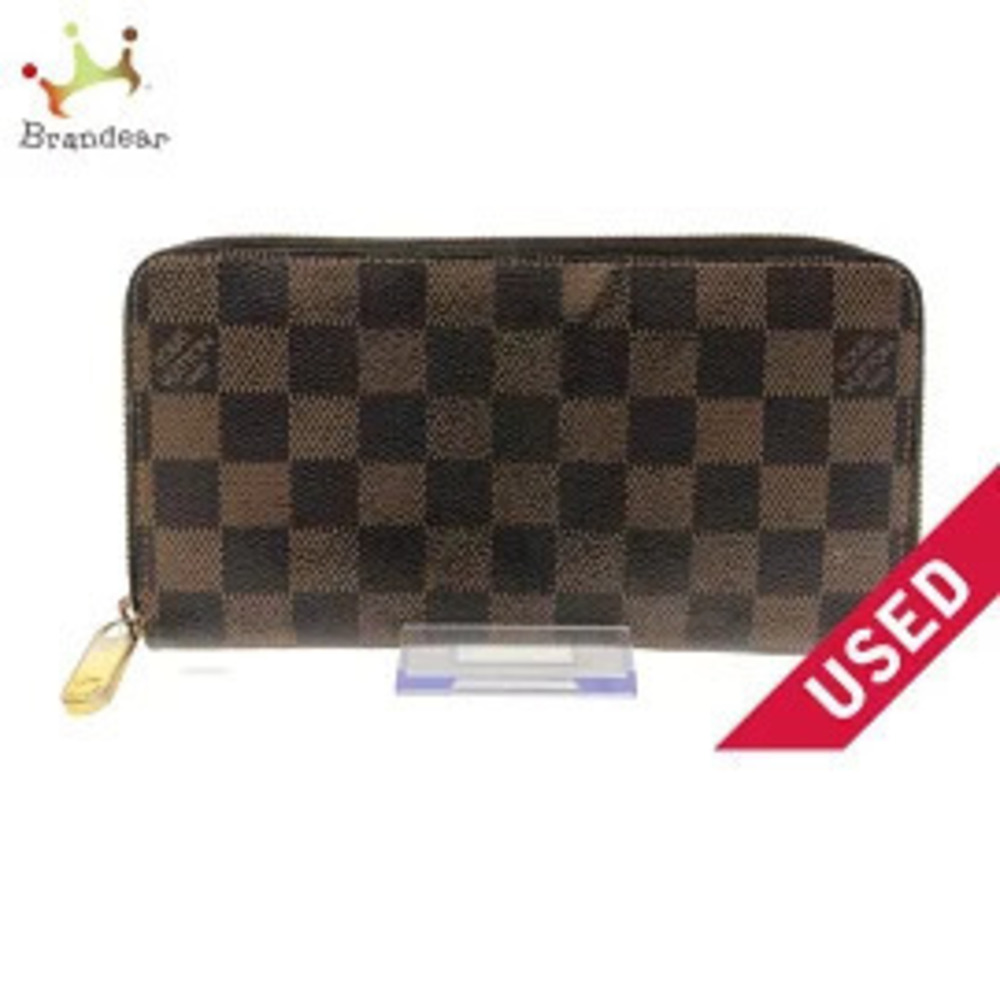 LOUIS VUITTON Zippy Wallet Long Round Zipper Ebene Brown Damier Canvas